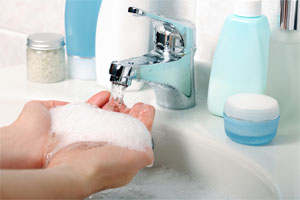 washing hands