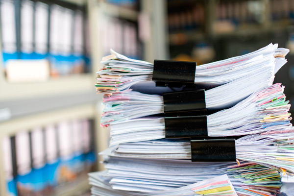 Stack of government documents.