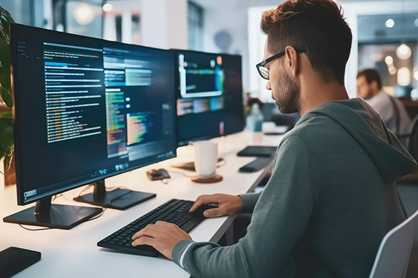 A person use desktop