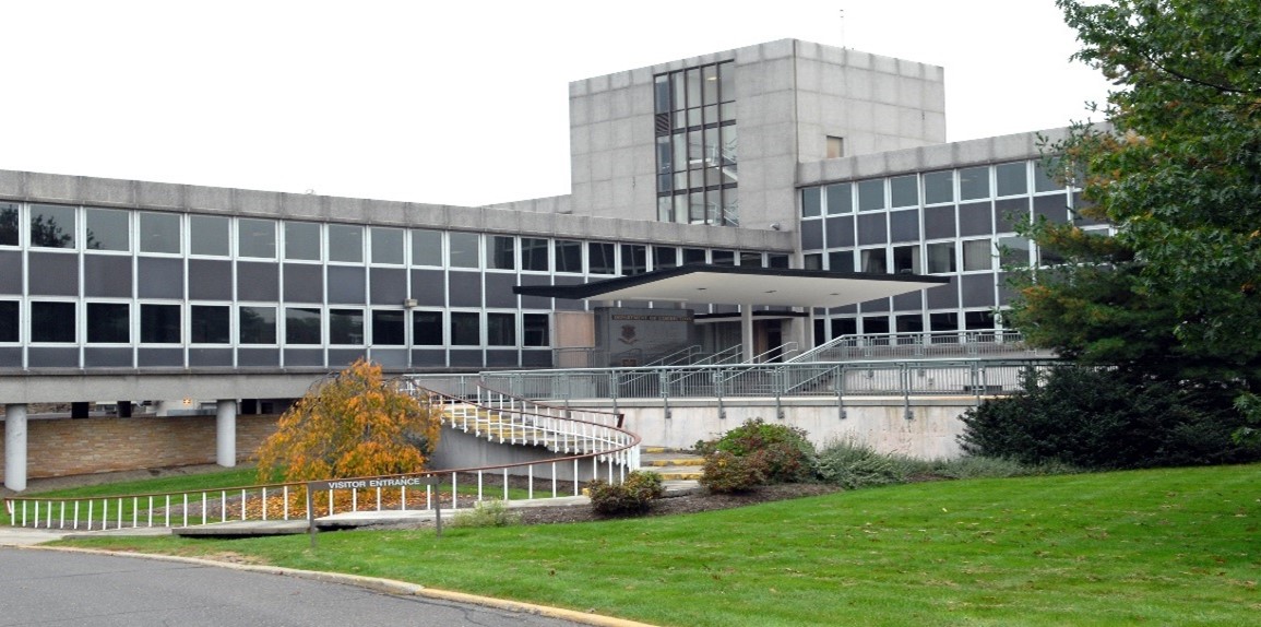 The exterior of an office building