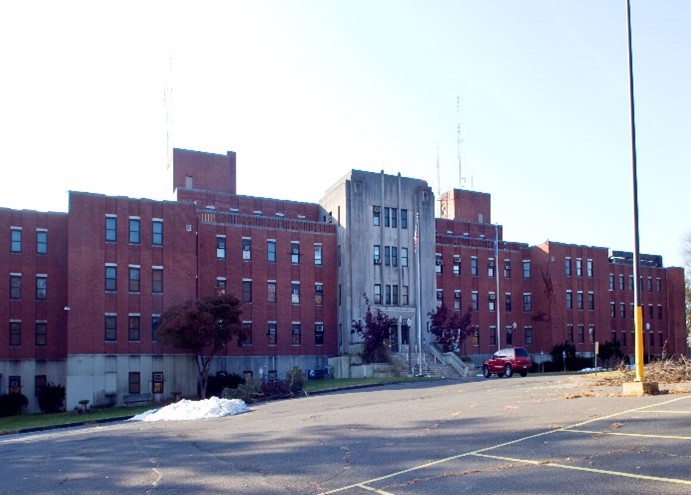 The brick exterior of the former Cedarcrest hospital
