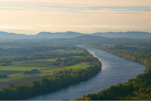 An aerial photo of the Connecticut river