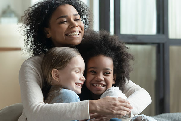 young mother with children