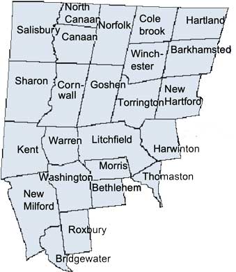 Map of the Towns in the Litchfield Judicial District
