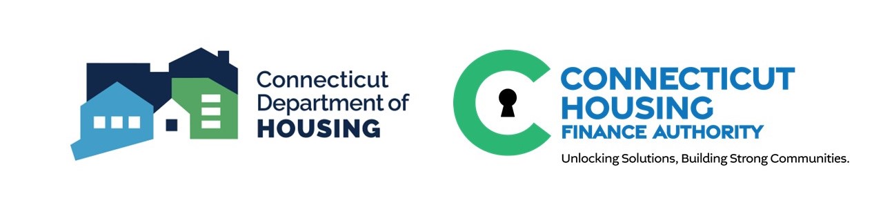 Connecticut Department of Housing and Connecticut Housing Finance Authority logos with the tagline: Unlocking Solutions, Building Strong Communities