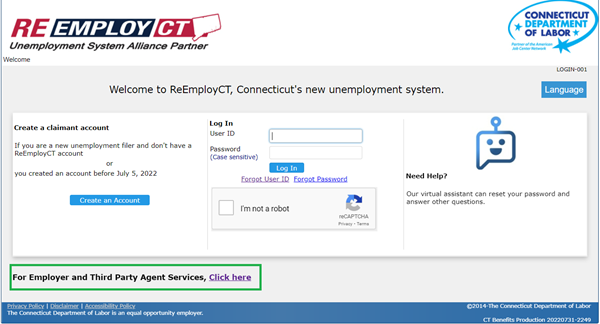For employer and third party agent services, click here