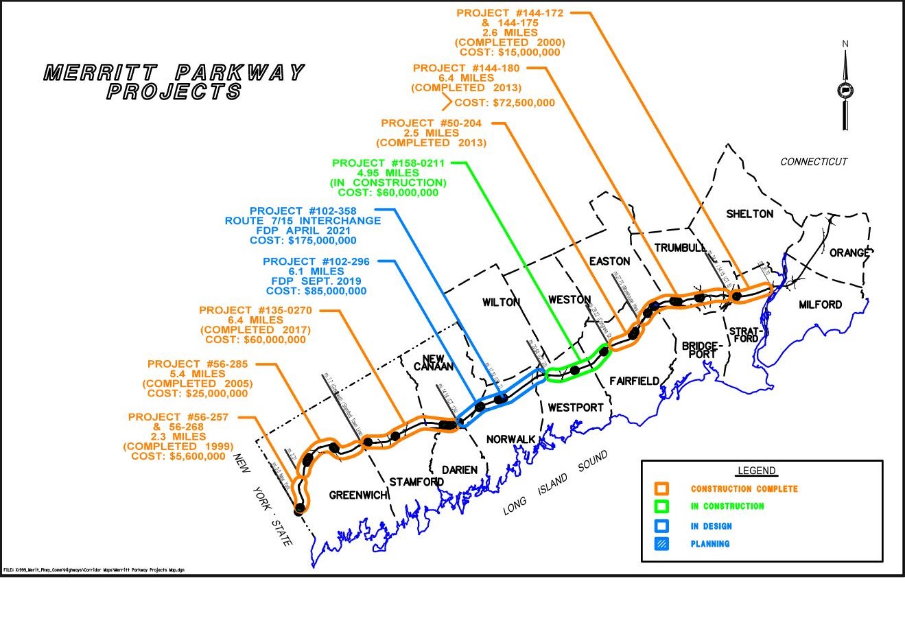 Merritt Parkway Projects Map 11-17-17