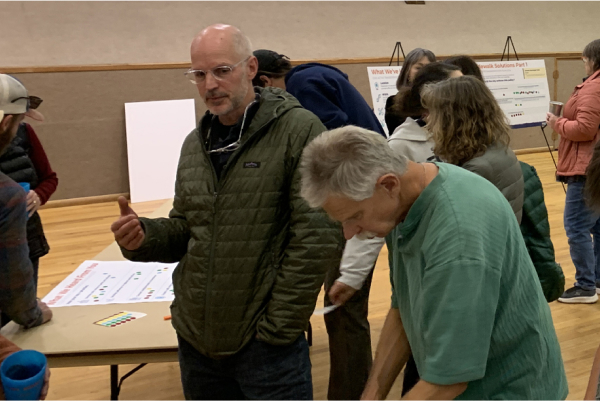 People attending open house