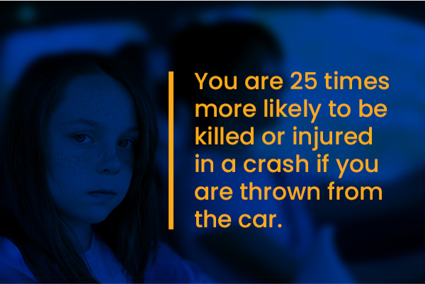 you are 25 times more likely to be killed or injured in a crash if you are thrown from the car - occupant safety