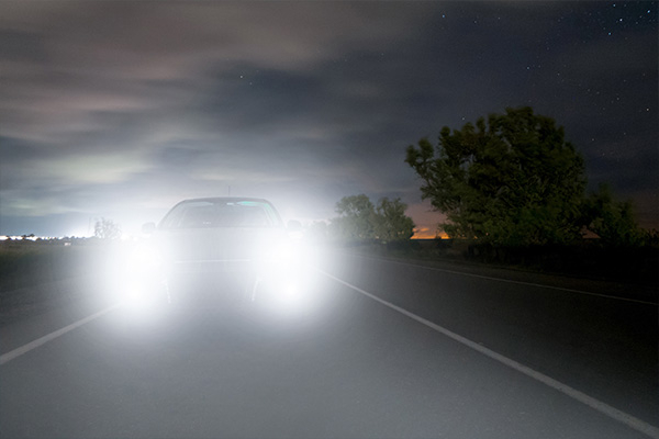a car at full beam