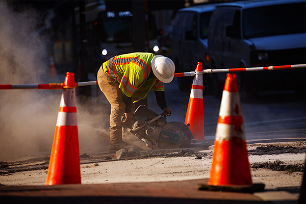 Work Zone Safety - Worker working in work zone
