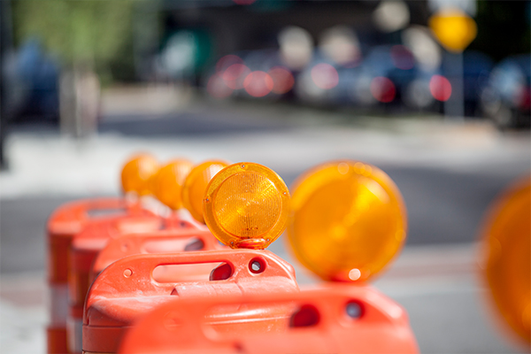 backups - traffic cone with lights in a work zone