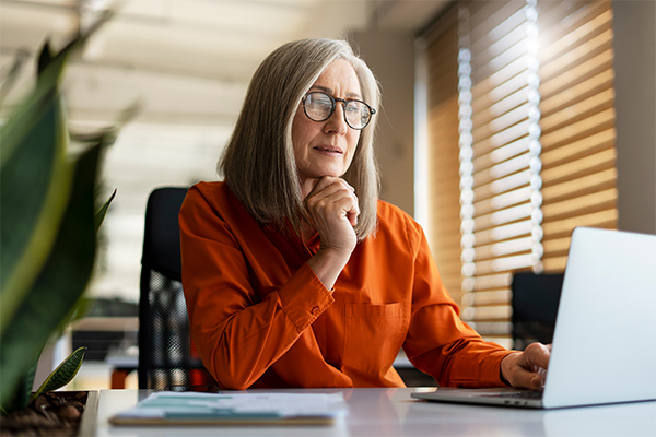 Analyst reviewing information