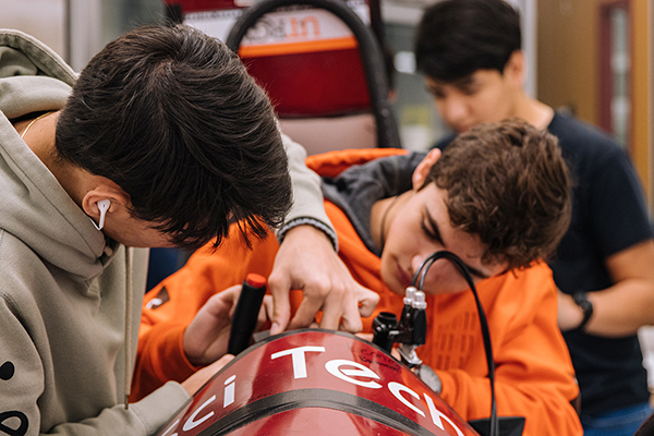 Vocational technical students working together