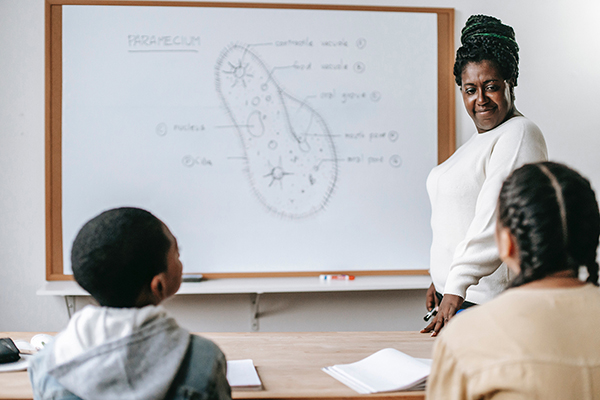 Teacher teaching biology