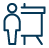 icon featuring a person standing near a chalkboard